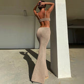 Robe longue en tricot découpé Tulum